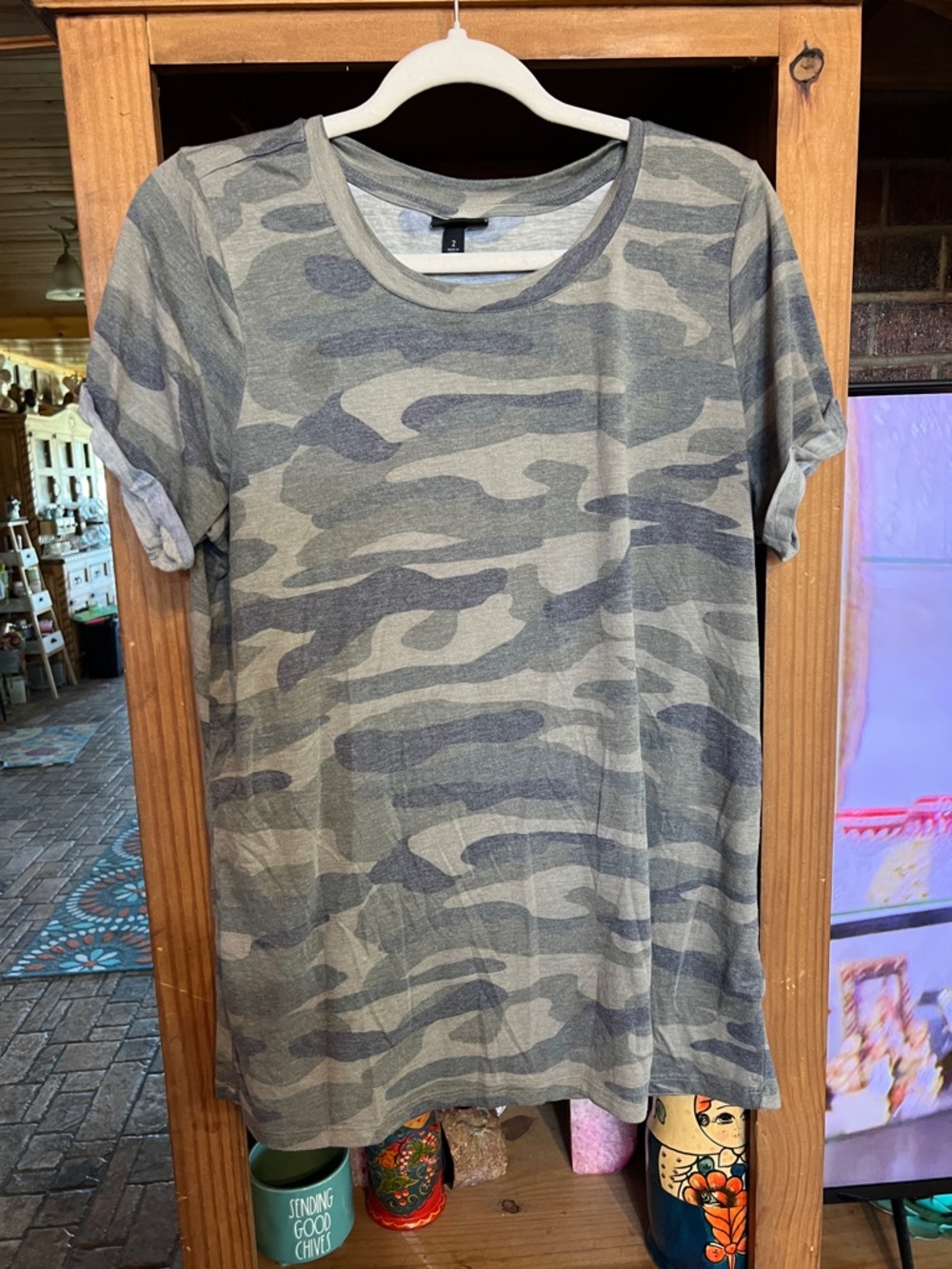 torrid Camo Short-Sleeve Tee in Gray and Olive